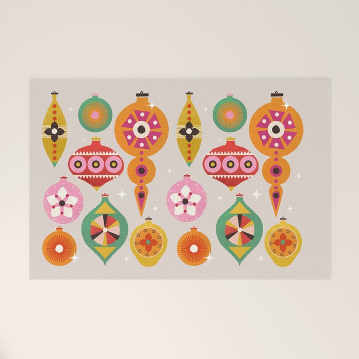 Christmas Tree Retro Ornaments Welcome Mat Gallery Image 1