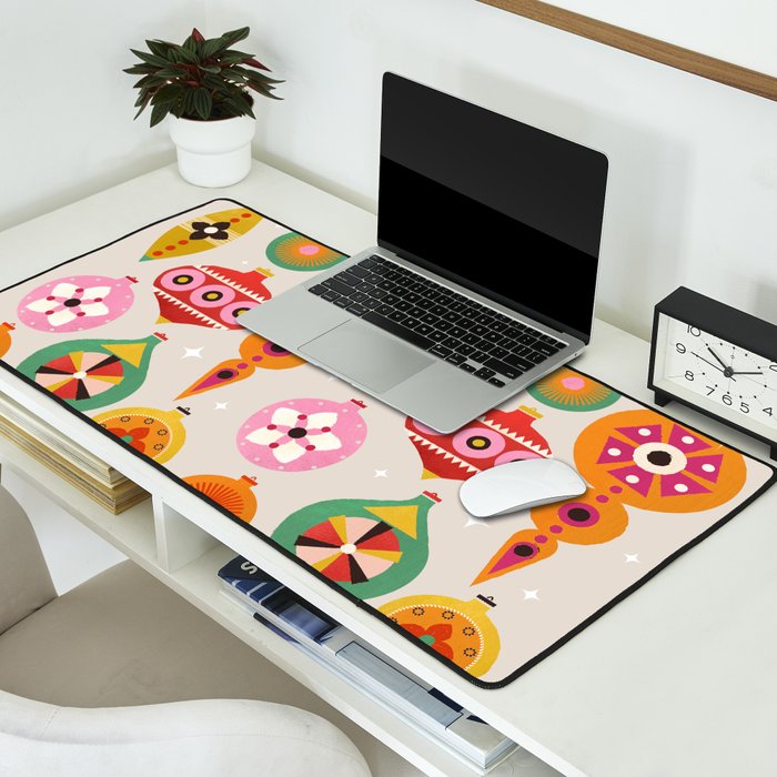 Christmas Tree Retro Ornaments Desk Mat Gallery Image 2