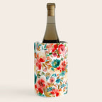 Red Turquoise Teal Floral Watercolor Wine Chiller Gallery Image 1
