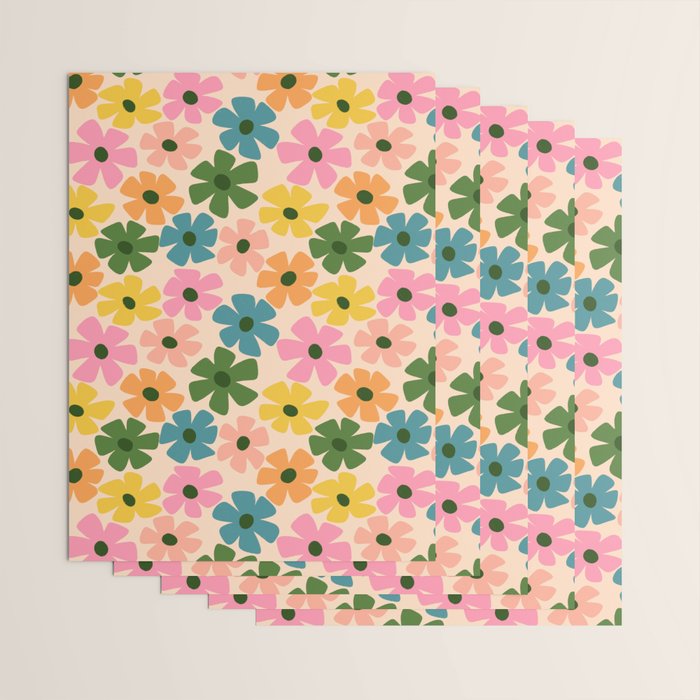 Retro Flower - Big Daisy Cream background Wrapping Paper Gallery Image 3