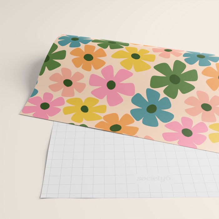 Retro Flower - Big Daisy Cream background Wrapping Paper Gallery Image 2