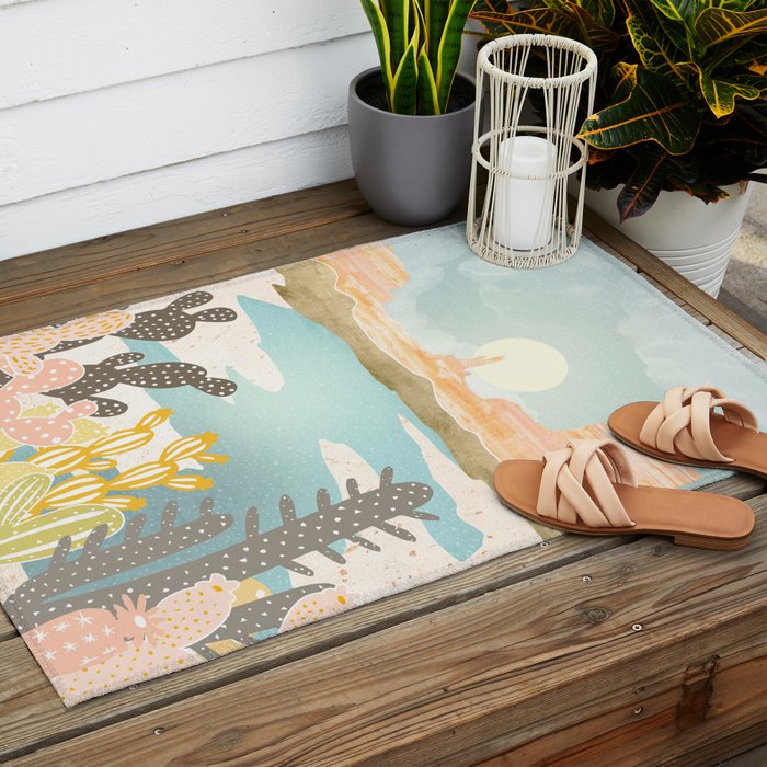 Retro Desert Oasis Outdoor Rug Gallery Image 2