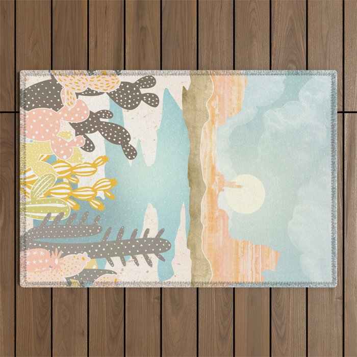 Retro Desert Oasis Outdoor Rug Gallery Image 1