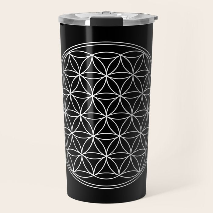 Flower of life on black Travel Mug Gallery Image 1