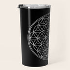 Flower of life on black Travel Mug Gallery Image 3