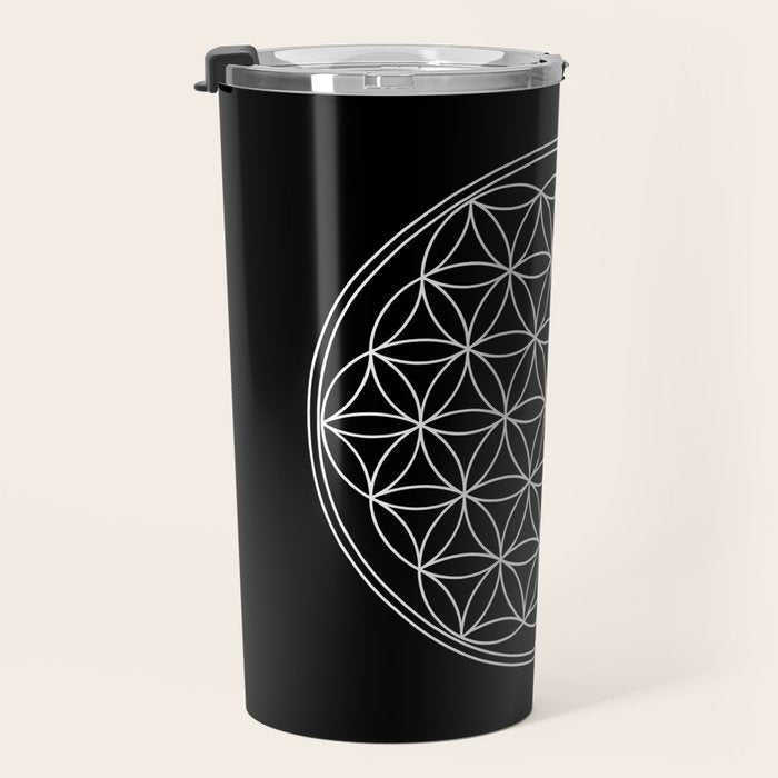 Flower of life on black Travel Mug Gallery Image 3