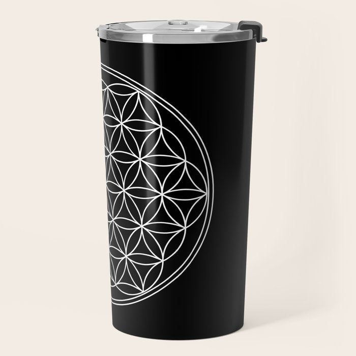 Flower of life on black Travel Mug Gallery Image 2