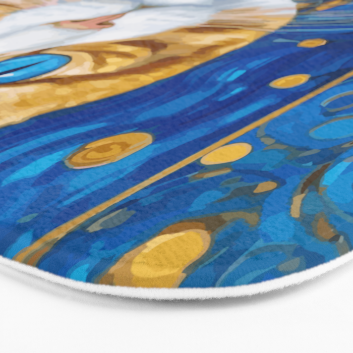 Klimt Tabby Cat with Blue Eyes and Beautiful Scarf Bath Mat Gallery Image 3