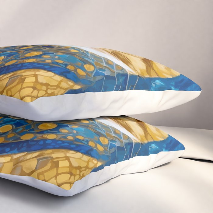 Klimt Tabby Cat with Blue Eyes and Beautiful Scarf Pillow Sham Gallery Image 3