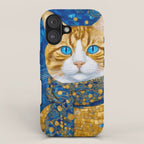 Klimt Tabby Cat with Blue Eyes and Beautiful Scarf iPhone Case Gallery Image 1