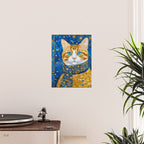 Klimt Tabby Cat with Blue Eyes and Beautiful Scarf Poster Gallery Image 2