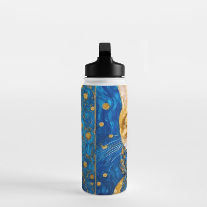 Klimt Tabby Cat with Blue Eyes and Beautiful Scarf Water Bottle Gallery Image 3