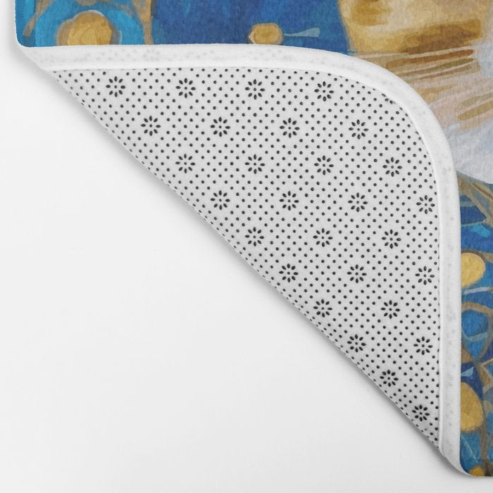 Klimt Tabby Cat with Blue Eyes and Beautiful Scarf Bath Mat Gallery Image 2