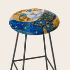 Klimt Tabby Cat with Blue Eyes and Beautiful Scarf Stool Gallery Image 2