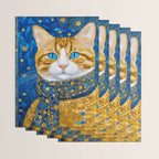 Klimt Tabby Cat with Blue Eyes and Beautiful Scarf Wrapping Paper Gallery Image 3