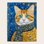 Klimt Tabby Cat with Blue Eyes and Beautiful Scarf Poster Gallery Image 4