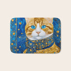 Klimt Tabby Cat with Blue Eyes and Beautiful Scarf Bath Mat Gallery Image 1