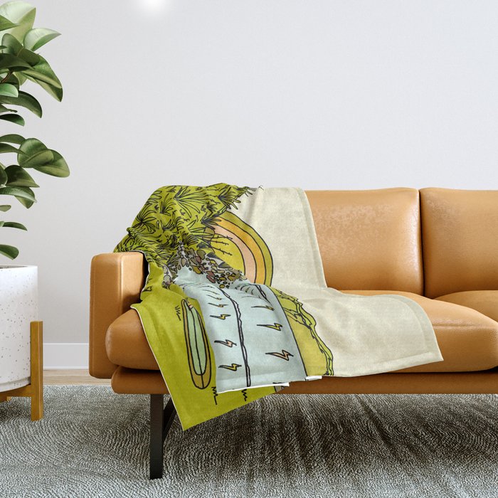point breaks in paradise // retro surf art by surfy birdy Throw Blanket Gallery Image 1
