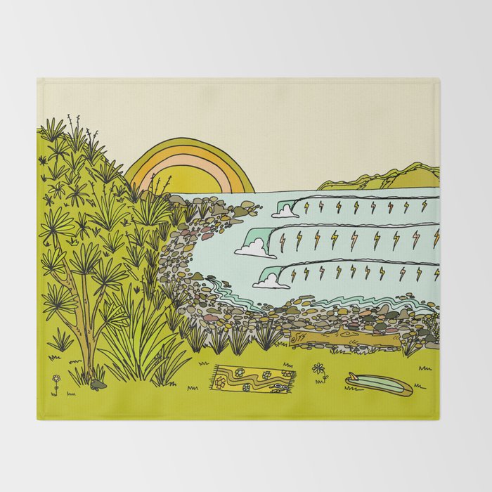 point breaks in paradise // retro surf art by surfy birdy Throw Blanket Gallery Image 2