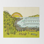 point breaks in paradise // retro surf art by surfy birdy Throw Blanket Gallery Image 2