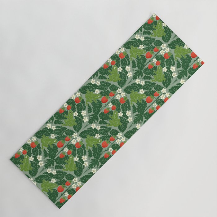 Frogs And Wild Strawberries On Pale Green Yoga Mat Gallery Image 1