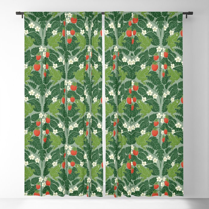 Frogs And Wild Strawberries On Pale Green Window Curtain Gallery Image 5