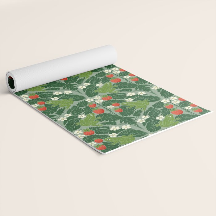 Frogs And Wild Strawberries On Pale Green Yoga Mat Gallery Image 2