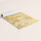 Yellow, Ivory & Brown Retro Floral Pattern Yoga Mat Gallery Image 2