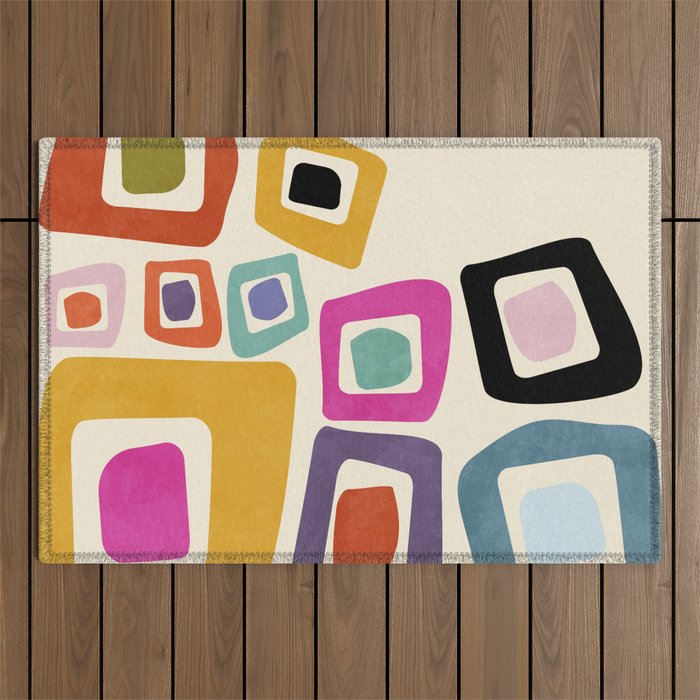 mid century modern minimal abstract 8 Outdoor Rug Gallery Image 1