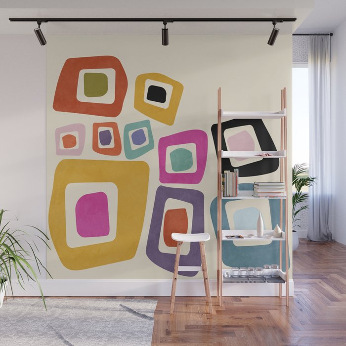 mid century modern minimal abstract 8 Wall Mural Gallery Image 1