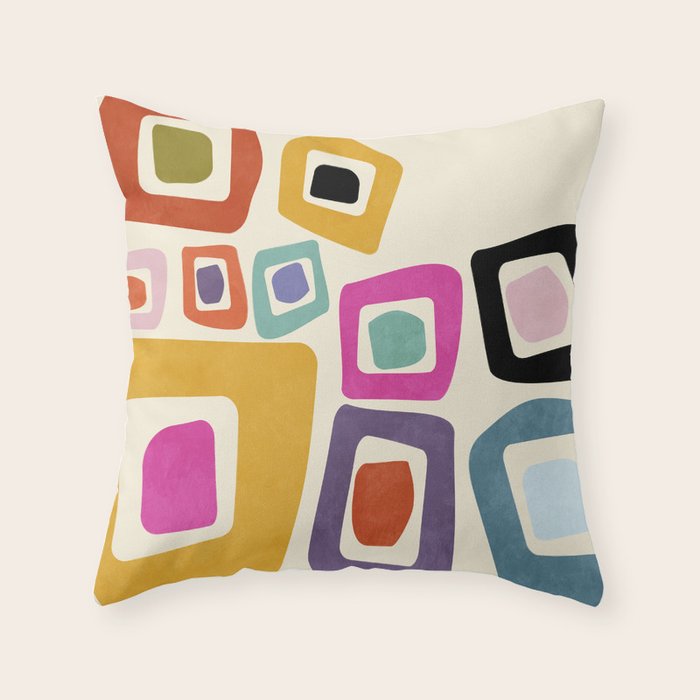 mid century modern minimal abstract 8 Throw Pillow Gallery Image 1