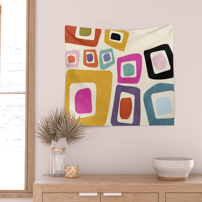 mid century modern minimal abstract 8 Wall Tapestry Gallery Image 2
