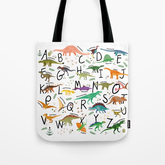 Colorful dinosaur alphabet Tote Bag Gallery Image 1