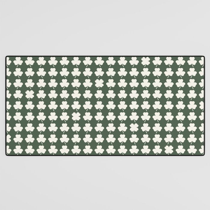 Clovers XXXIX Dark Green Botanical Pattern Desk Mat Gallery Image 3