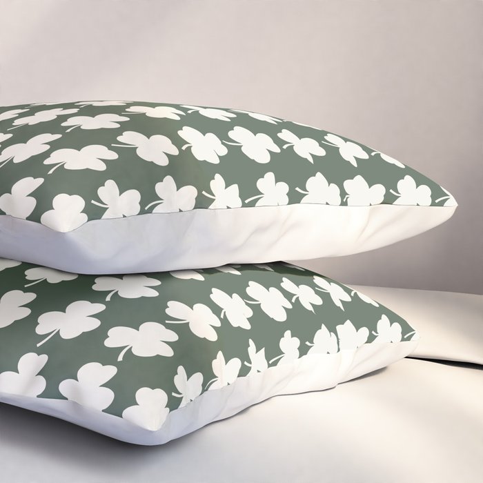 Clovers XXXIX Dark Green Botanical Pattern Pillow Sham Gallery Image 3