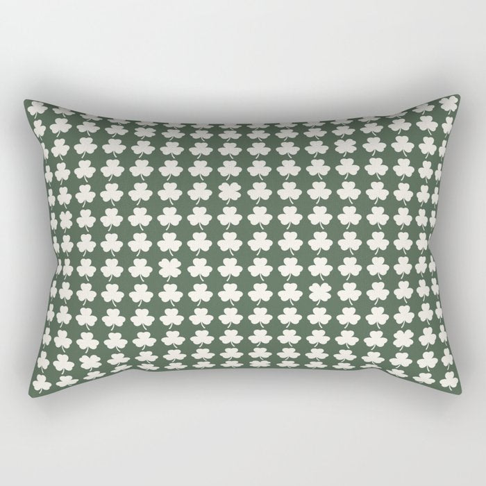 Clovers XXXIX Dark Green Botanical Pattern Rectangular Pillow Gallery Image 2