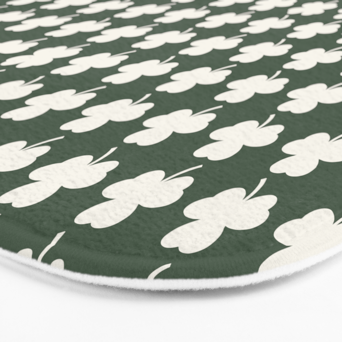 Clovers XXXIX Dark Green Botanical Pattern Bath Mat Gallery Image 3