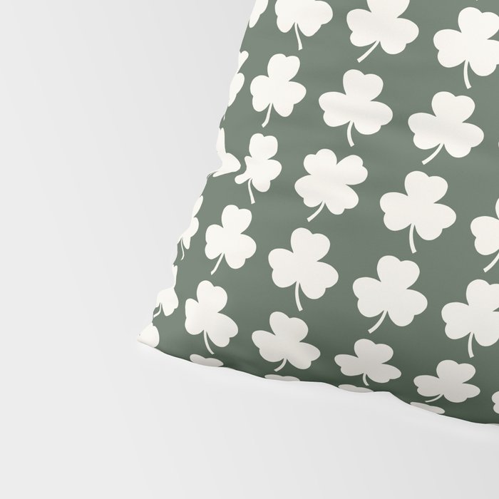 Clovers XXXIX Dark Green Botanical Pattern Pillow Sham Gallery Image 4
