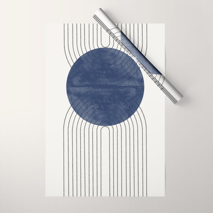 Mid Century Modern Blue Perfect Balance Wrapping Paper Gallery Image 1