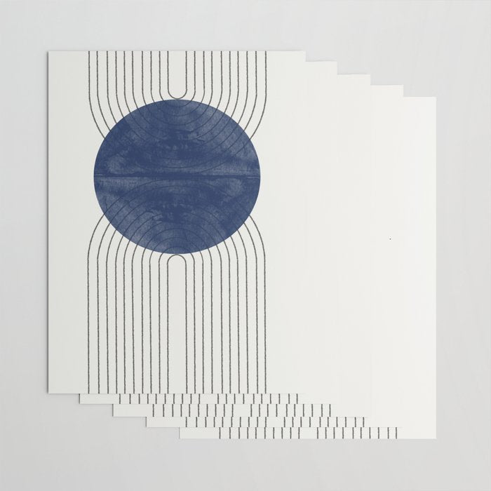 Mid Century Modern Blue Perfect Balance Wrapping Paper Gallery Image 3
