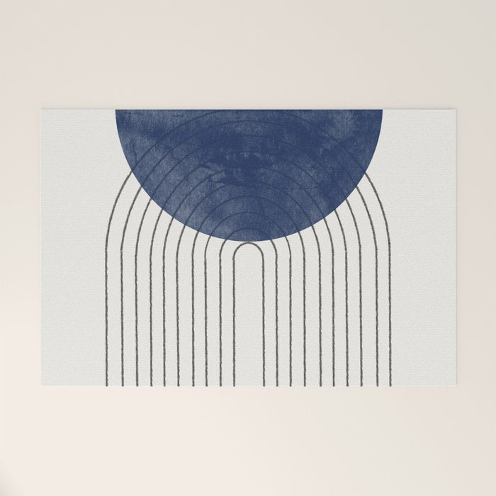 Mid Century Modern Blue Perfect Balance Welcome Mat Gallery Image 1
