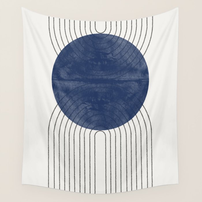Mid Century Modern Blue Perfect Balance Wall Tapestry Gallery Image 1