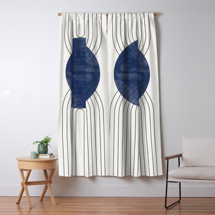 Mid Century Modern Blue Perfect Balance Window Curtain Gallery Image 1