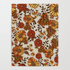 Retro 70s boho hippie orange flower power Poster Gallery Image 4
