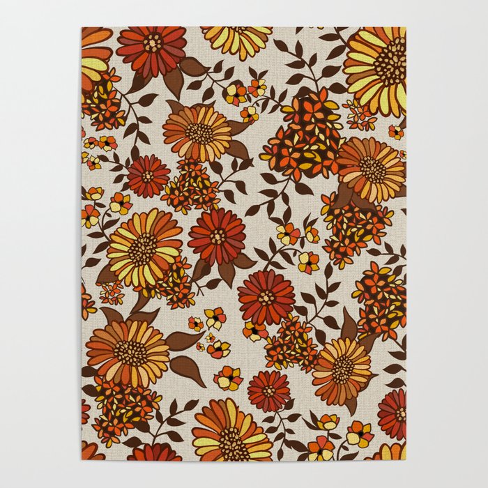 Retro 70s boho hippie orange flower power Poster Gallery Image 4
