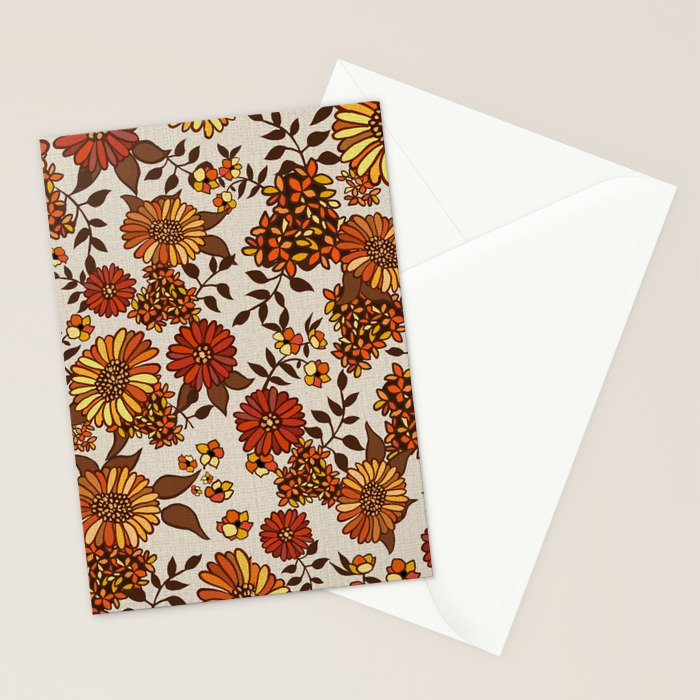 Retro 70s boho hippie orange flower power Stationery Card Gallery Image 2