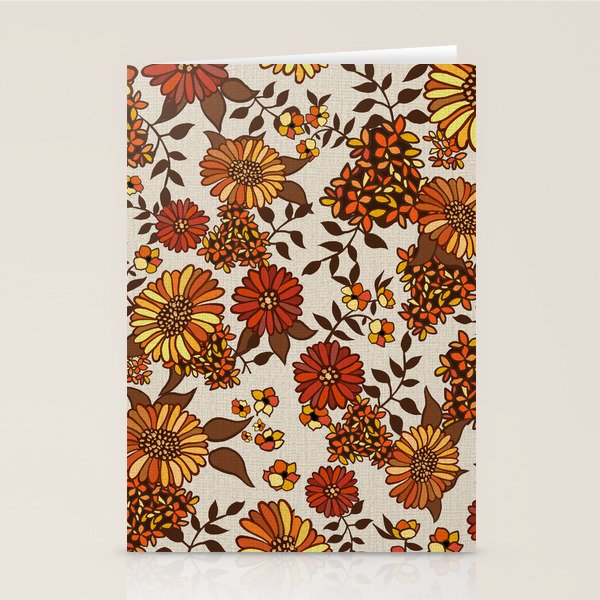 Retro 70s boho hippie orange flower power Stationery Card Gallery Image 1