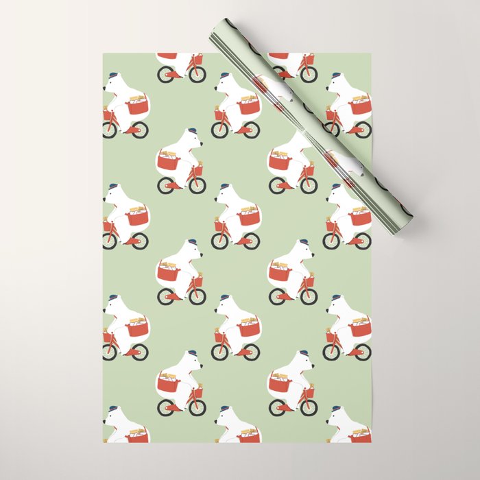 Polar bear postal express Wrapping Paper Gallery Image 1
