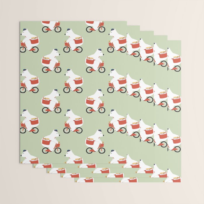 Polar bear postal express Wrapping Paper Gallery Image 3