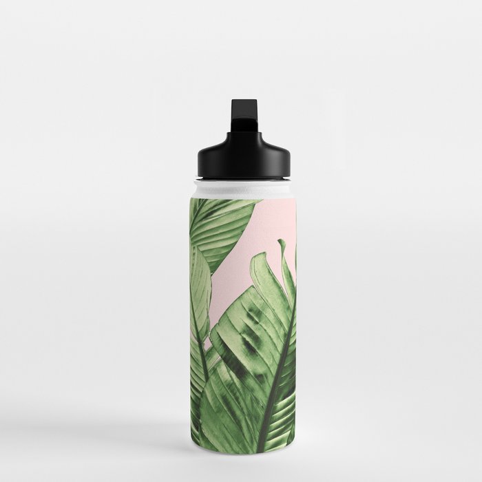 Tropical Blush Banana Leaves Dream #6 #decor #art #society6 Water Bottle Gallery Image 3